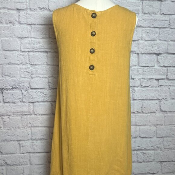 Crescent Mustard Yellow Linen Blend Sleeveless Dress Size M - Picture 4 of 7
